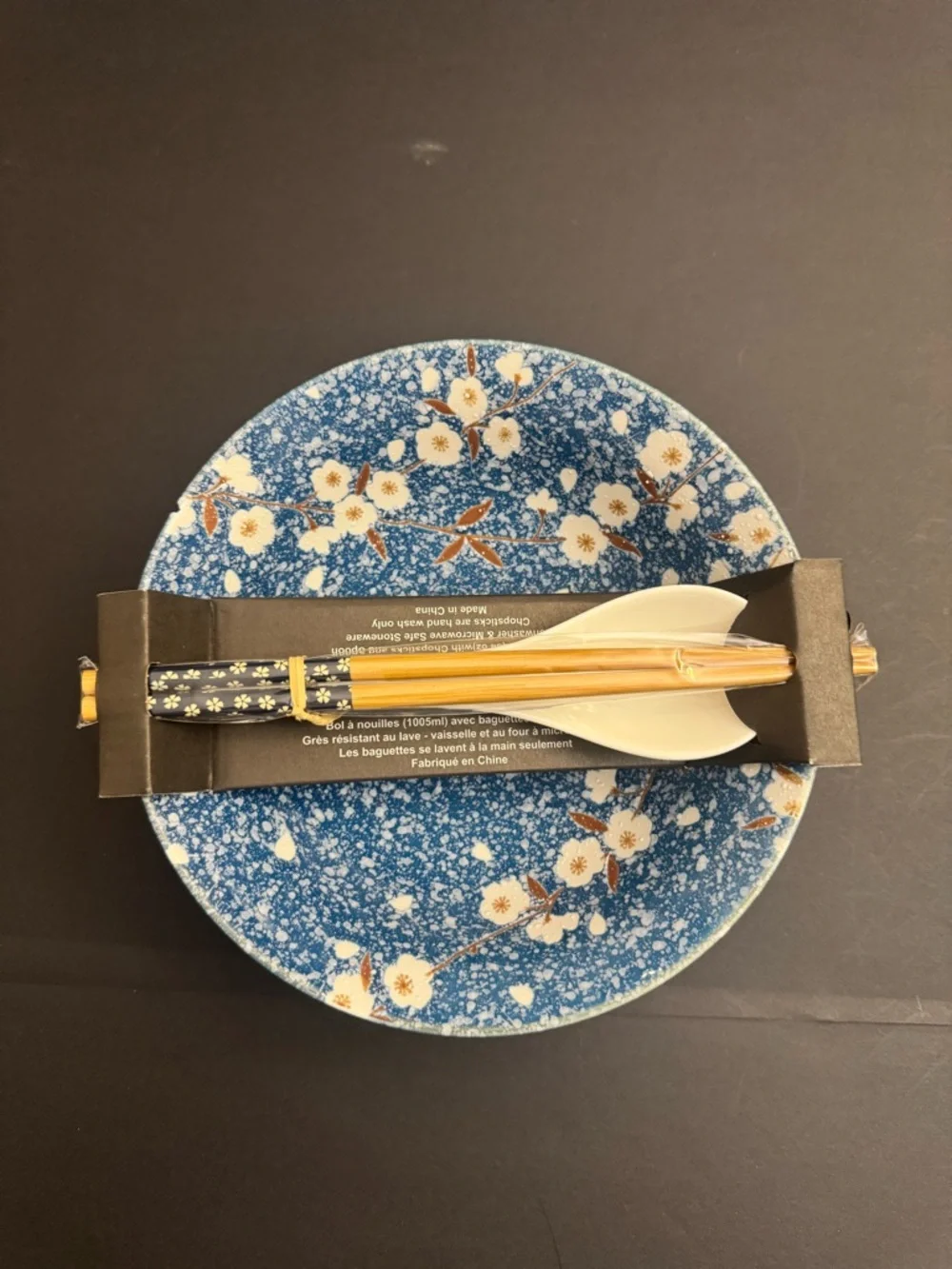SH Home 4pc Ceramic Noodle Bowl with Chopstick & Spoon Set - Picture 2 of 5